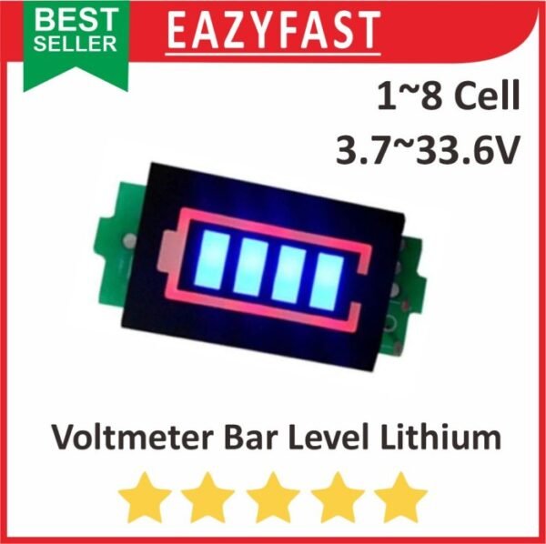 Voltmeter Bar Level Kapasitas Baterai Batre Cell Lithium 18650 1-8S