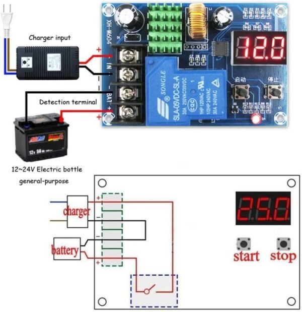 Charger Control Auto Cut Off XH-M604 Modul Otomatis Cas Battery Aki - Gambar 2