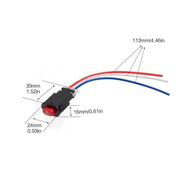 Saklar Tombol Lampu Hazard 3 Kabel Kaki Push Button Self Lock Switch - Gambar 2