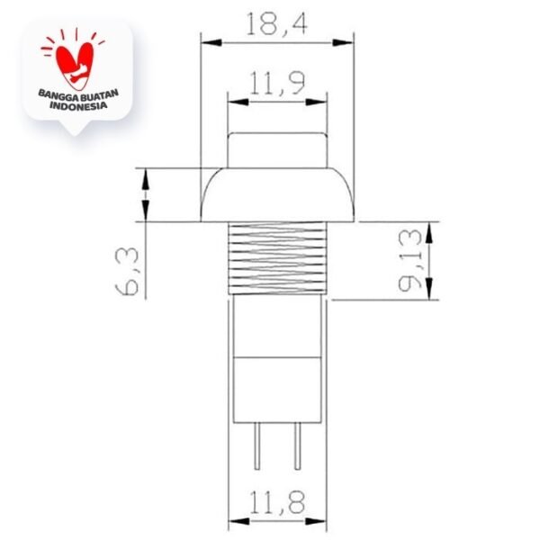 Saklar Bulat Kecil 2 Kabel Kaki 12mm 18mm Push Button Self Lock Switch - Gambar 2
