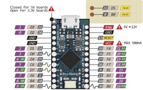 Arduino Pro Micro Compatible ProMicro 5V 16 Mhz Atmega32u4 Leonardo - Gambar 2