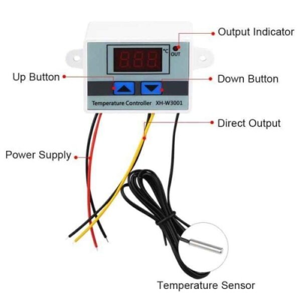 Thermostat W3001 12V DC Inkubator Atur Suhu Temperature Otomatis 3001 - Gambar 2