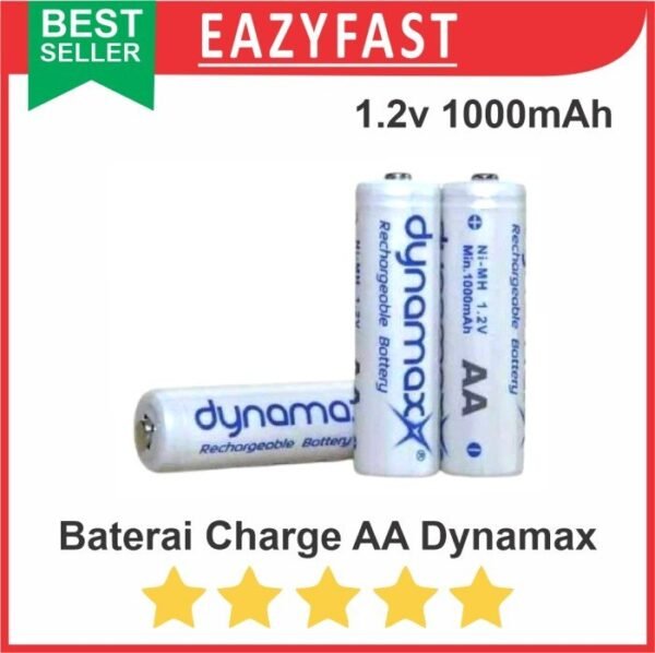 Baterai Cas Charge AA Dynamax 1.2v Rechargeable Ni-Cd Battery Recharge