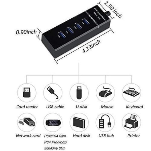 USB Hub 3 3.0 4 Port Super High Speed 5Gbps 4 Slot Ports Adapter - Gambar 3