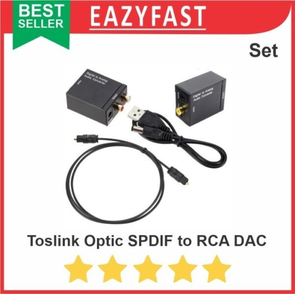 Toslink DAC Digital to Analog Audio Converter Optic SPDIF Coaxial RCA