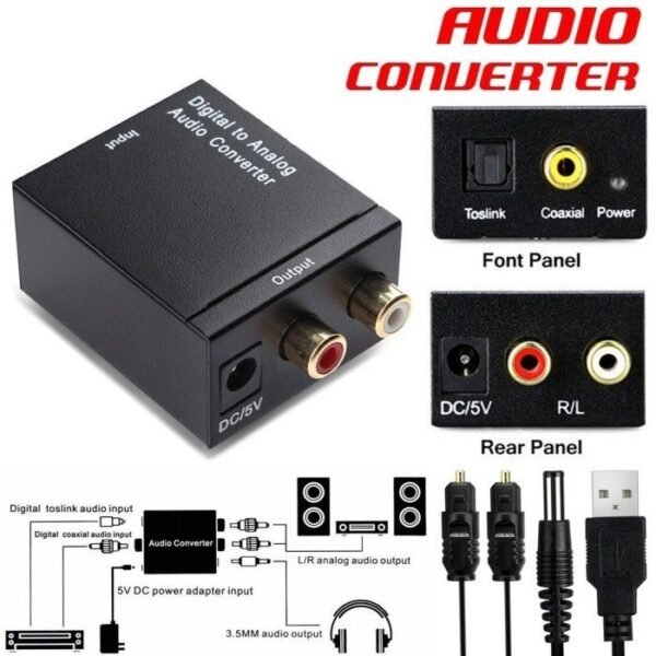 Toslink DAC Digital to Analog Audio Converter Optic SPDIF Coaxial RCA - Gambar 4