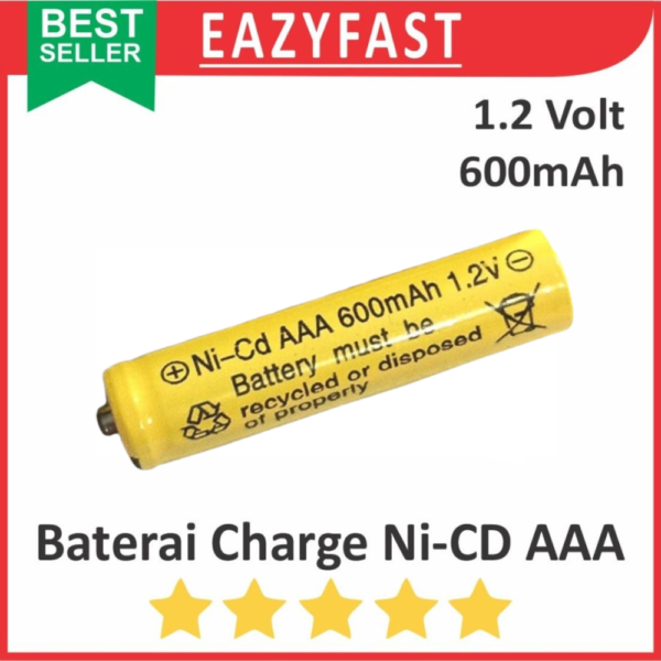 Baterai Cas Charge AAA A3 Ni-Cd 1.2V Ni CD 1.2 V Volt Rechargeable