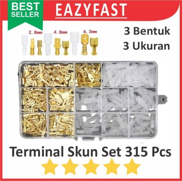 Skun Kabel Gepeng Male Female Set 315 Pcs Sekun Terminal Kuningan Cover Motor Mobil Otomotif