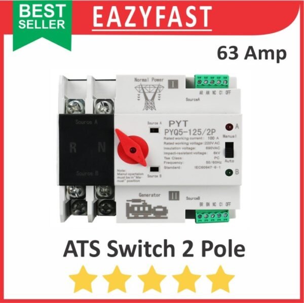 ATS Automatic Transfer Switch 2P 4P Saklar Auto Otomatis PLN Genset AC