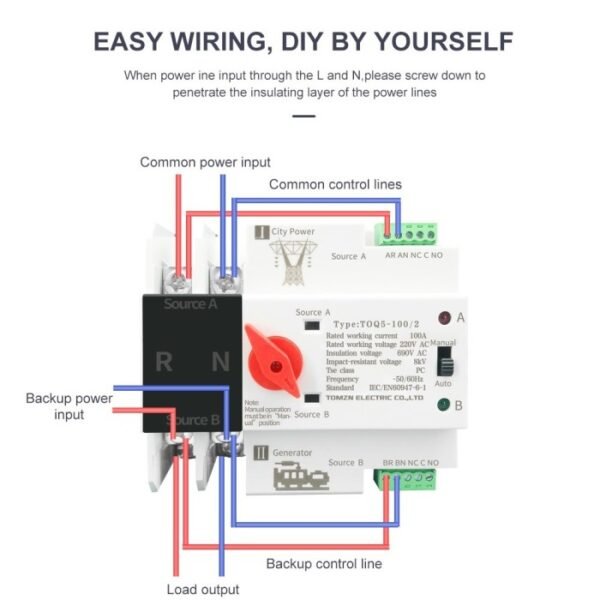 ATS Automatic Transfer Switch 2P 4P Saklar Auto Otomatis PLN Genset AC - Gambar 2