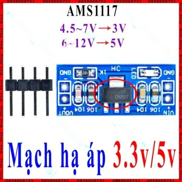 Step Down 1A AMS1117 3.3V Module Modul DC Power Supply Regulator Board - Gambar 3