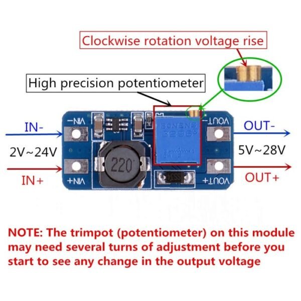 Step Up 2A MT3608 Module Modul DC Adjustable Power Boost Regulator - Gambar 2