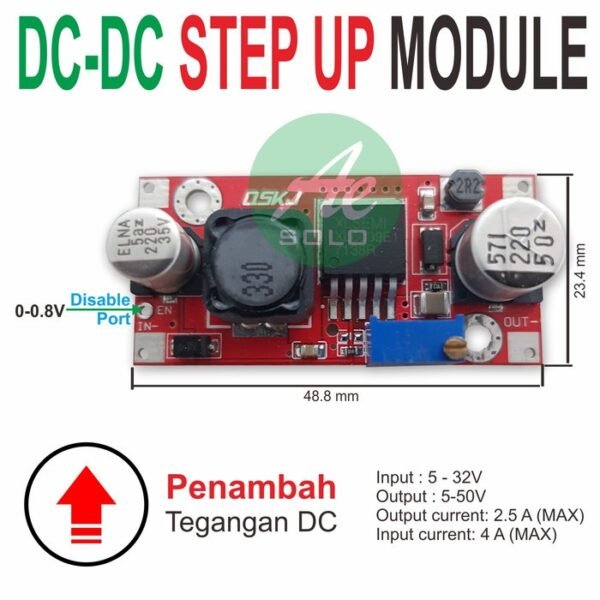 Step Up 3A XL6009 Auto Module Modul Adjustable Power Boost Regulator - Gambar 2