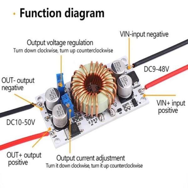 Step Up 10A 500W Module Modul DC Adjustable Power Boost Regulator - Gambar 2