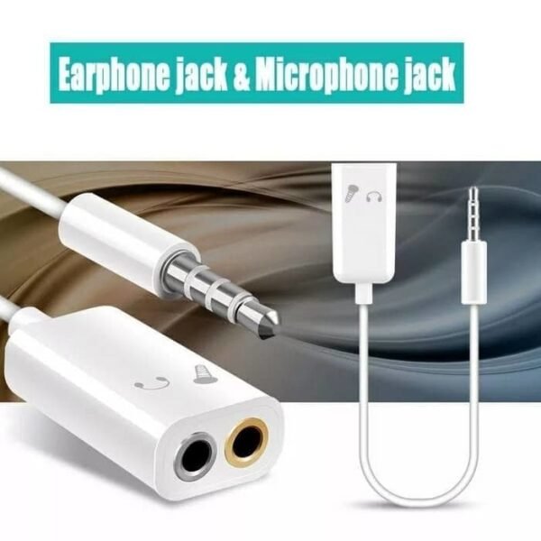 Cable Splitter Audio + Mic 3.5mm 2in1 Kabel Pembagi HP Laptop Headset - Gambar 3