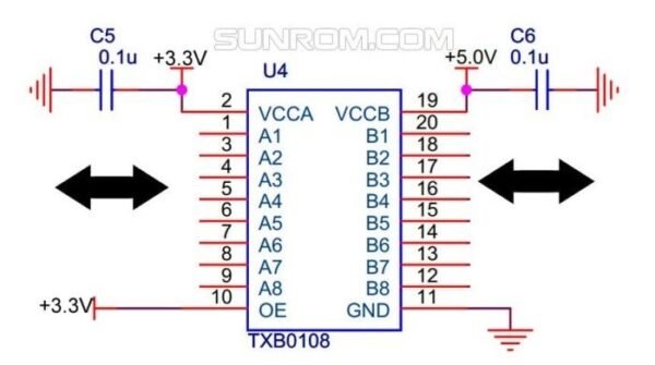 TXS0108E 3.3V 5V 8 Ch Channel Logic Level Converter TTL Bi-Directional - Gambar 3