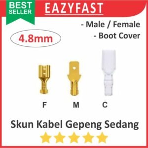 Skun Kabel Gepeng 4.8mm 4.8 Sedang Motor Mobil Male Female Boot Cover Karet Socket Terminal Sekun