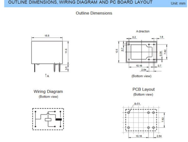 Relay 6P 6 P Kaki Pin 3V 3 V Volt DC 3VDC Coil Drive SPDT NO NC 10A 10 A 250V AC Riley Bendik Switch - Gambar 2