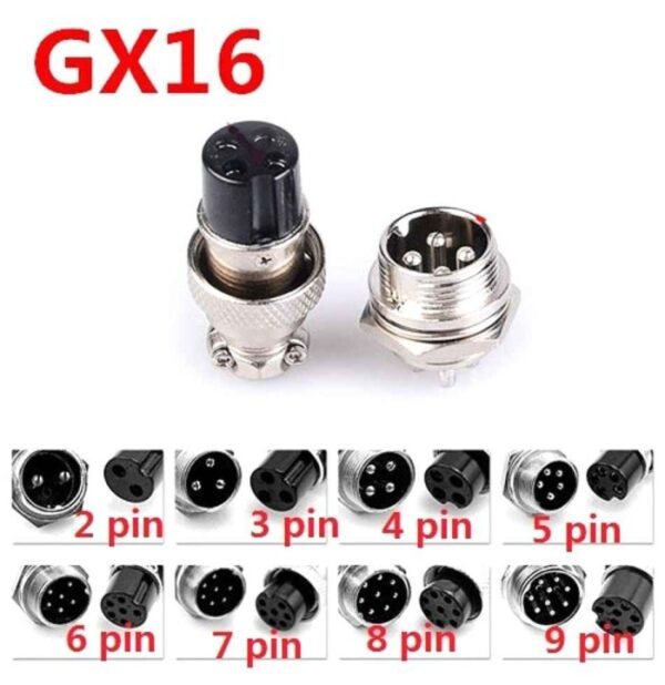 Connector Jack Socket CB GX16 4p 4 Pin Kaki Male Female 1 Set Pasang - Gambar 2