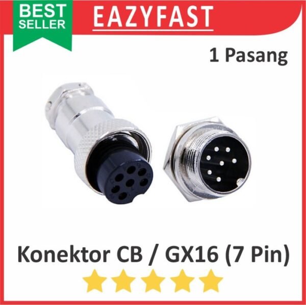 Connector Jack Socket CB GX16 7p 7 Pin Kaki Male Female 1 Set Pasang