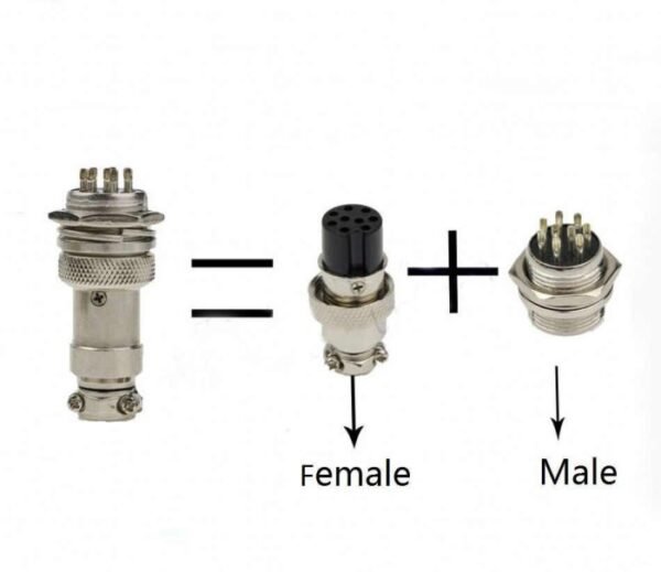 Connector Jack Socket CB GX16 2p 2 Pin Kaki Male Female 1 Set Pasang - Gambar 3