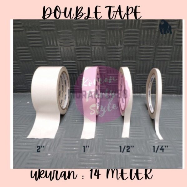 Double Tape Kertas Putih Tipis 1 Inch 24mm 8m Lakban Isolasi Selotip Esolasi Lem 2 Sisi Side - Gambar 2