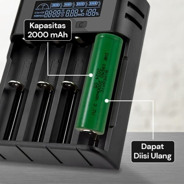 Baterai 18650 Wintonic 2000mAh Lithium Ion Li-Ion Batre Cas Ces Charge Recharge Ori Original Real - Gambar 3