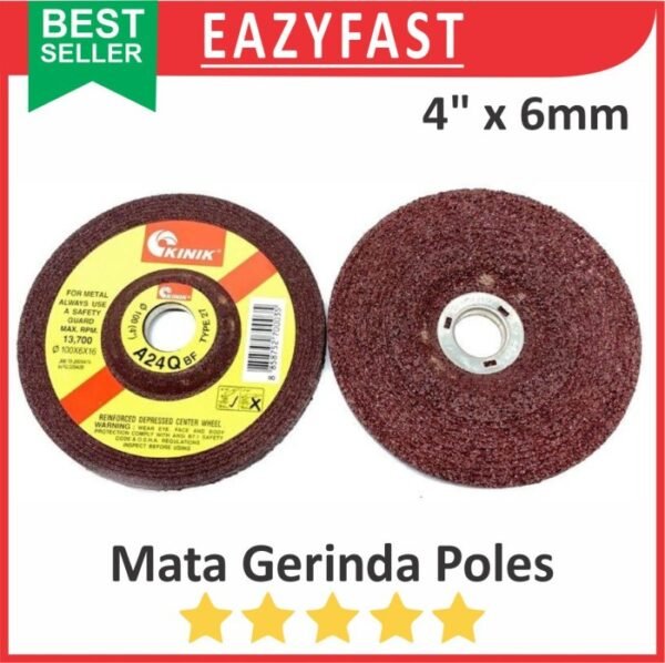 Mata Batu Gerinda Poles Selep Slep Kinik 4" 4 Inch Grinda Grit Kasar Wheel Disc Gurinda Grinding