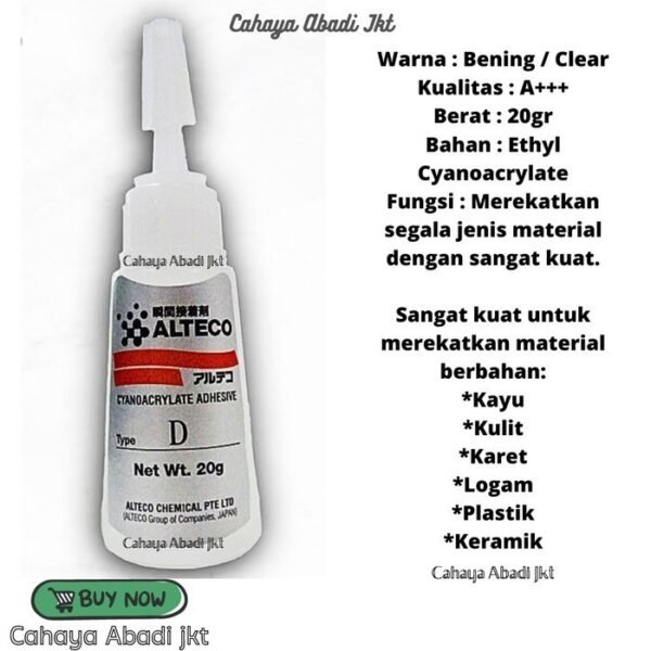 Lem Besi Cair Alteco Botol Besar 20gr G CA Korea Super Power Glue Instant Adhesive Tetes Dewa Setan - Gambar 3