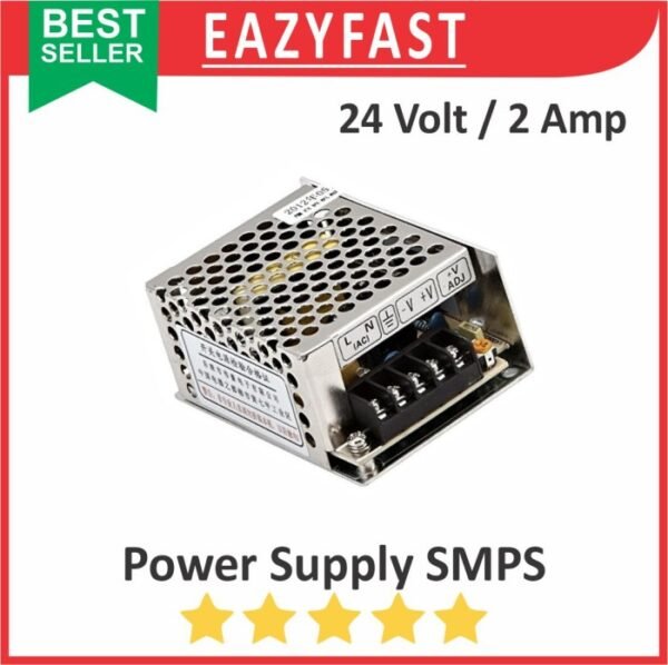 PSU SMPS DC 24V 2A Power Supply Switching 24 V Volt 2 A Ampere Adaptor Trafo Jaring Regulator Daya