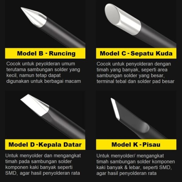 Mata Solder 30W 40W SMD Bentuk Pisau Rata Flat Miring 30 40 W Watt Tip - Gambar 2