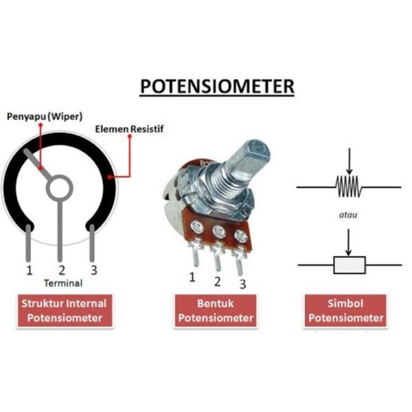 Potensiometer B 50K Mono Linear B50K 50 K Ohm Potensio Potentio Meter - Gambar 2