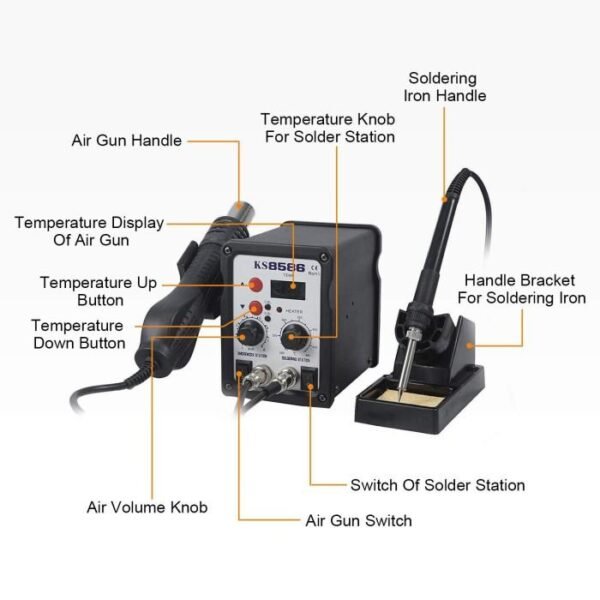 Solder Uap Soldering Station Dual 2in1 Service HP Heat Hot Blower - Gambar 3