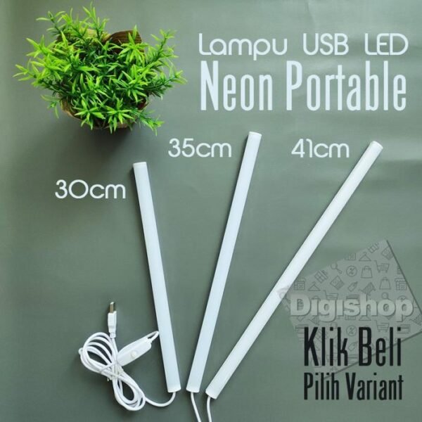 Lampu Meja Baca Neon LED Strip USB 30cm Portable Magnet Tempel 5V DC - Gambar 3